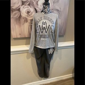 Walt Disney World lightweight sweatsuit, shimmery sequins both hoodie and pants